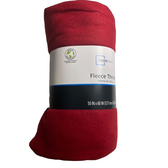 MAINSTAYS‎ RED MARK FLEECE THROW BLANKET 50' x 60' NEW - Picture 1 of 3